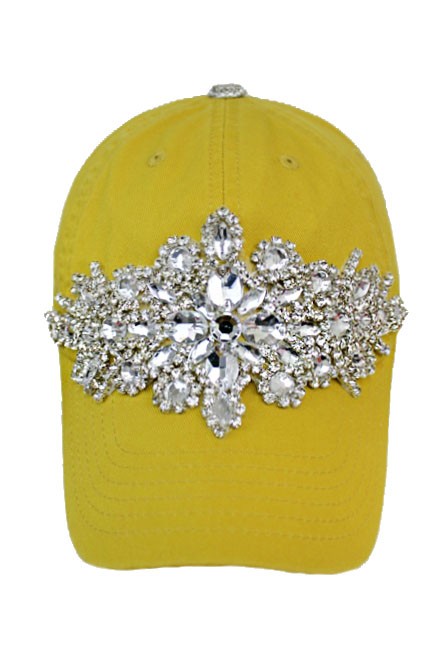 Rhinestone Bling Yellow Baseball Hat