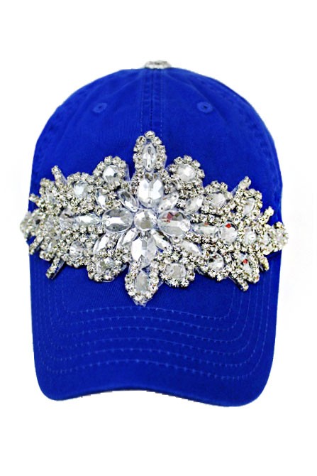 Rhinestone Bling Royal Blue Baseball Hat