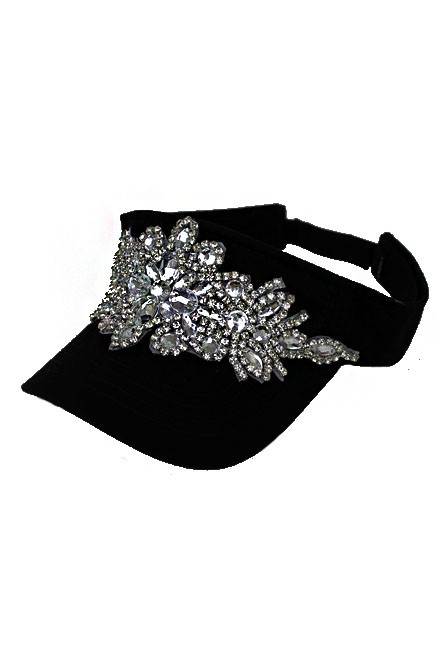 Bling Floral Clear Crystal Rhinestone Visor Hat