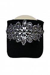 Bling Floral Black Crystal Rhinestone Visor Hat