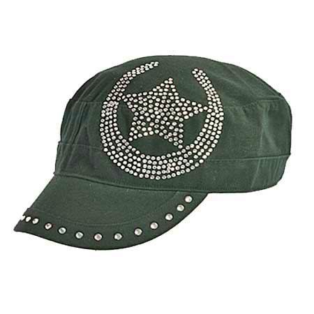 Rhinestone Horseshoe/Star Cadet Style Hat