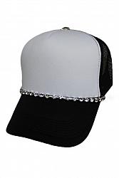 Lined Crystal Rhinestone Bling Trucker Hat