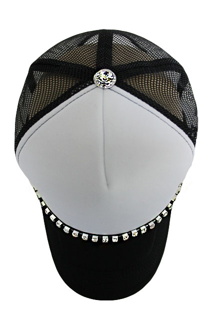 Lined Crystal Rhinestone Bling Trucker Hat