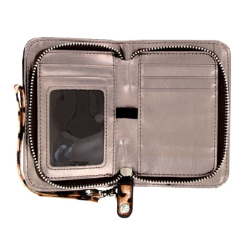 Black Wristlet with Leopard Cell Phone Pocket